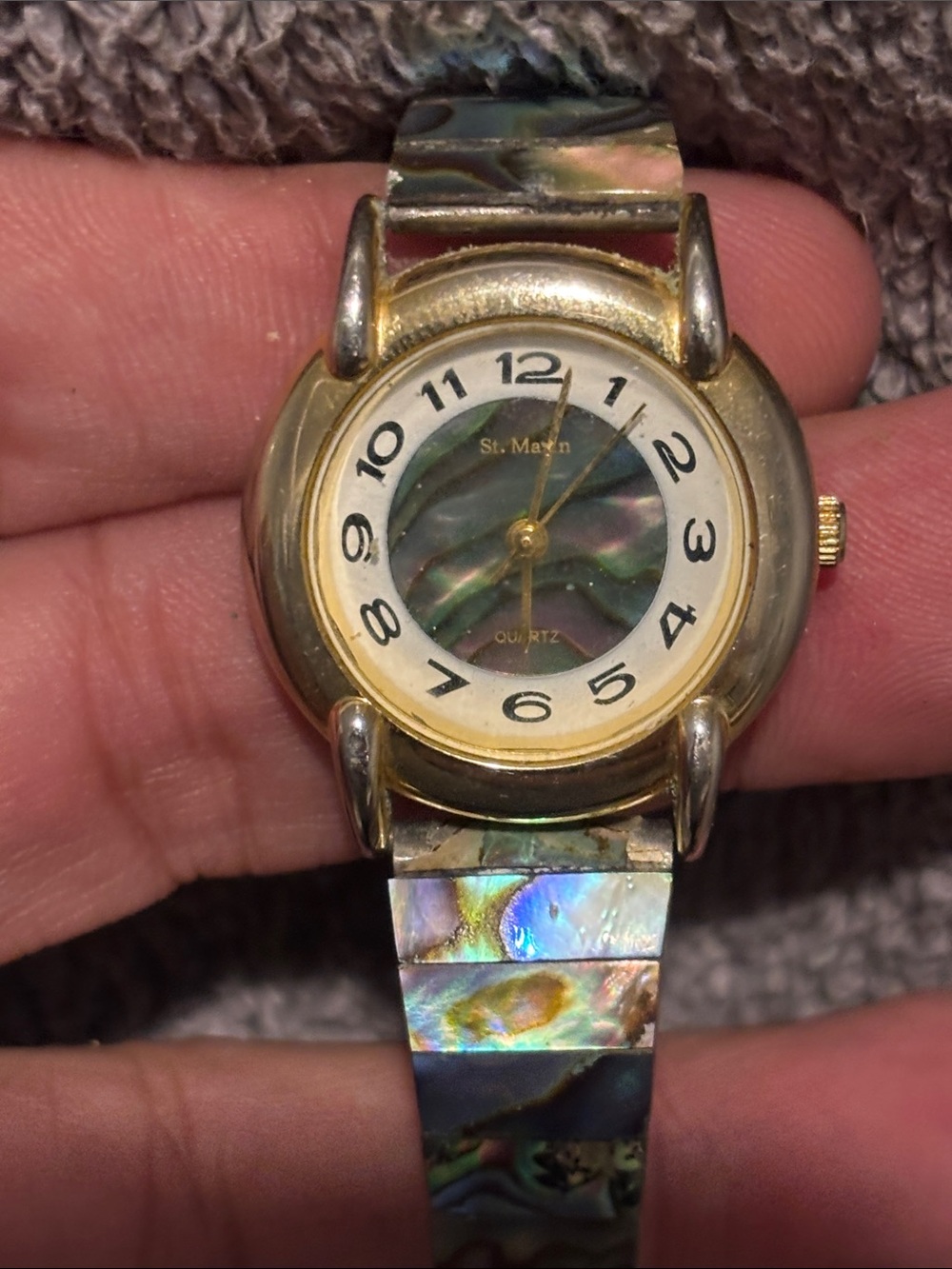 Abalone Inlay Gold-Tone Bracelet Watch - Iridescent Green
